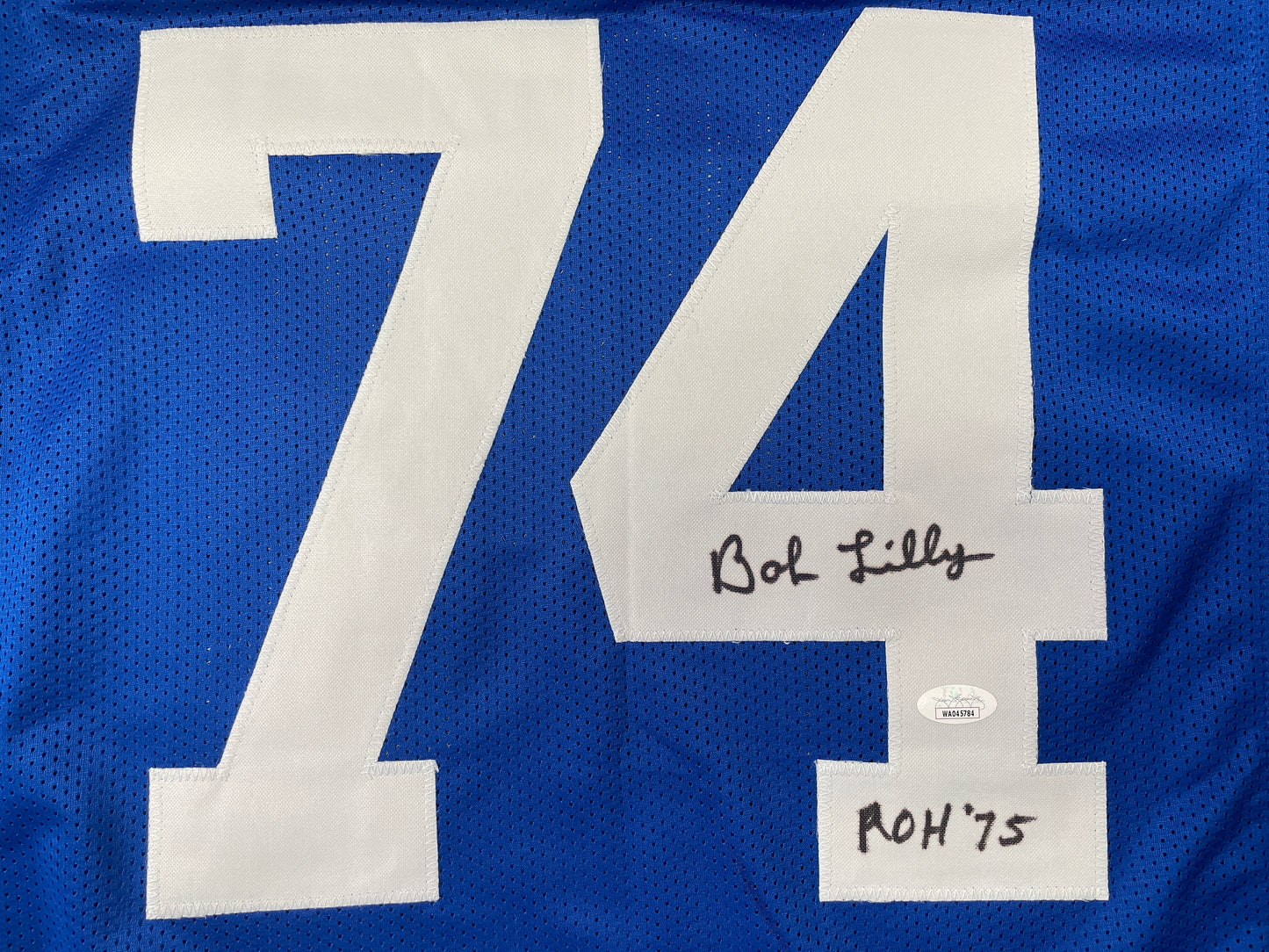 BOB LILLY DALLAS COWBOYS SIGNED Throwback JERSEY w/ROH75 JSA COA