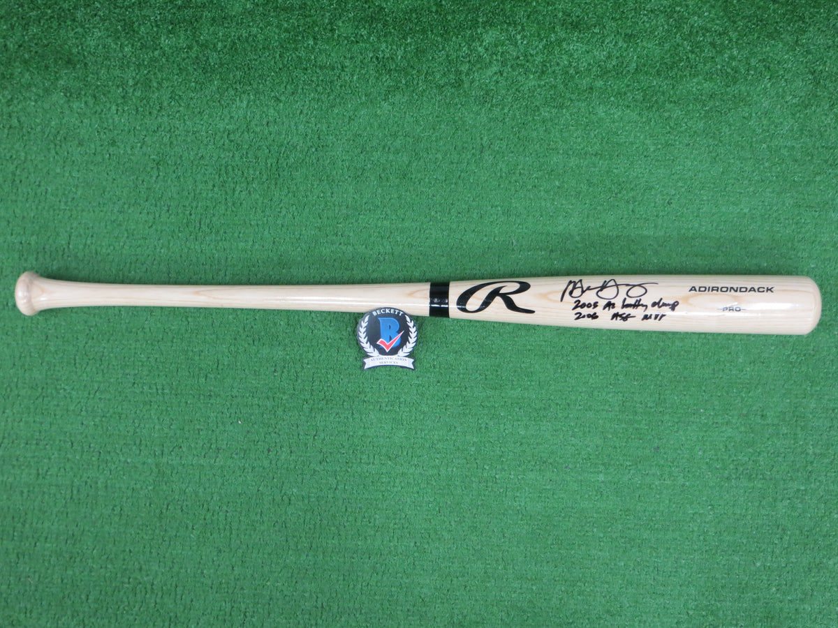 MICHAEL YOUNG TEXAS RANGERS SIGNED BLONDE RAWLINGS BASEBALL BAT w/INSCs BAS