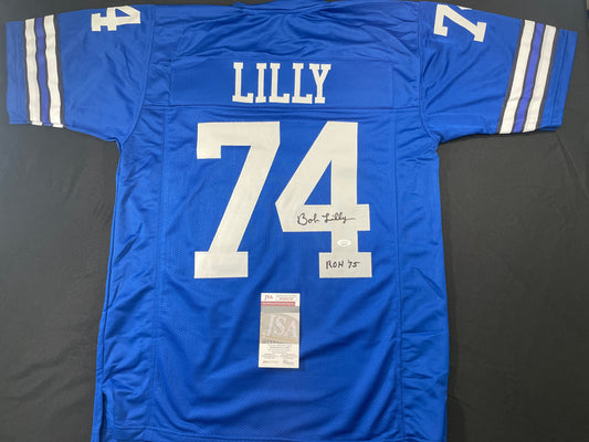 BOB LILLY DALLAS COWBOYS SIGNED Throwback JERSEY w/ROH75 JSA COA
