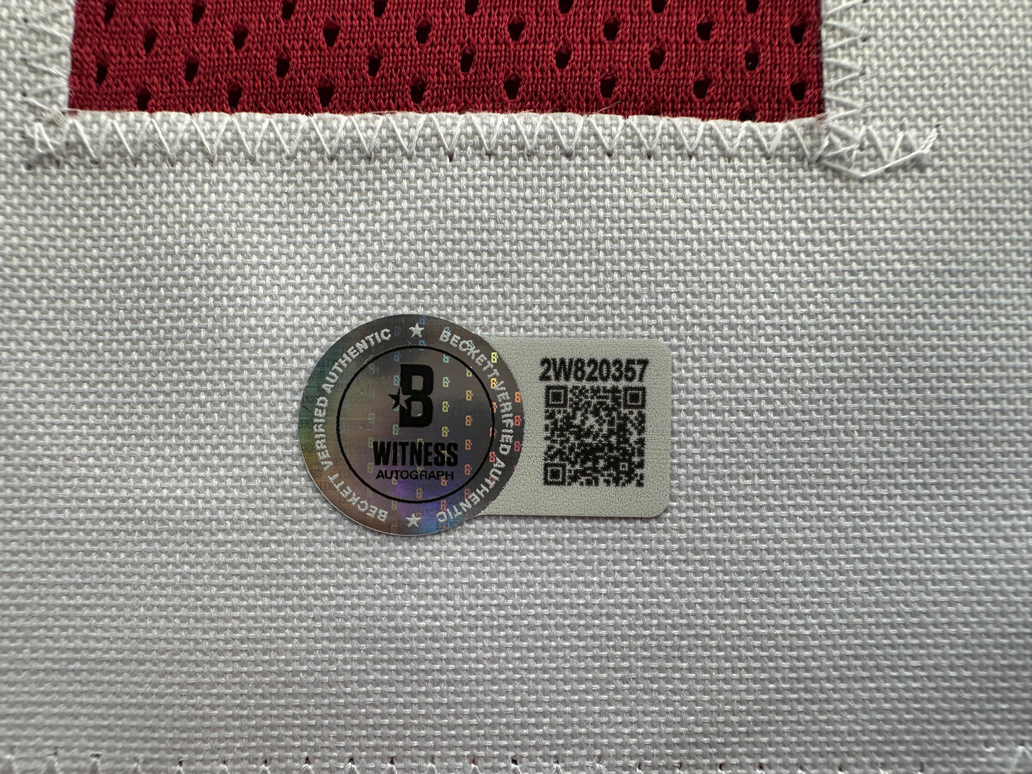 ADRIAN PETERSON SIGNED RED FOOTBALL JERSEY Oklahoma Sooners BAS COA