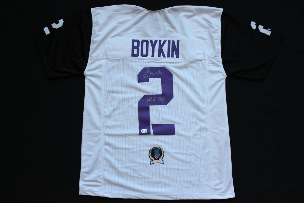 TREVONE BOYKIN TCU HORNED FROGS SIGNED WHITE JERSEY wBIG12POY BAS