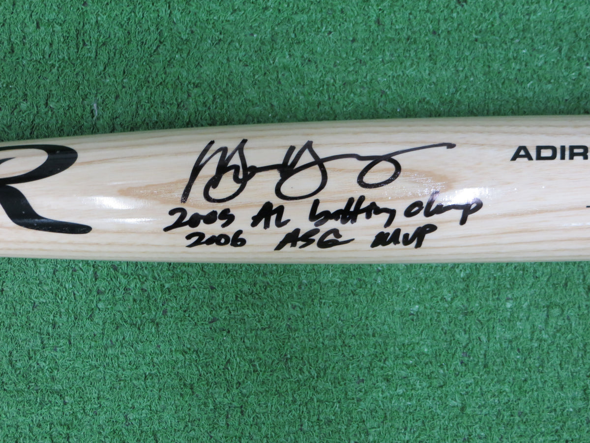 MICHAEL YOUNG TEXAS RANGERS SIGNED BLONDE RAWLINGS BASEBALL BAT w/INSCs BAS