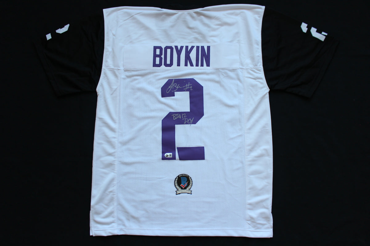 TREVONE BOYKIN TCU HORNED FROGS SIGNED WHITE JERSEY wBIG12POY BAS