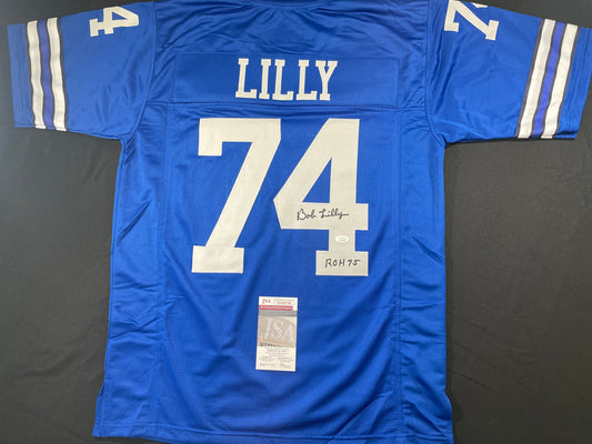 BOB LILLY DALLAS COWBOYS SIGNED Throwback JERSEY w/ROH75 JSA COA