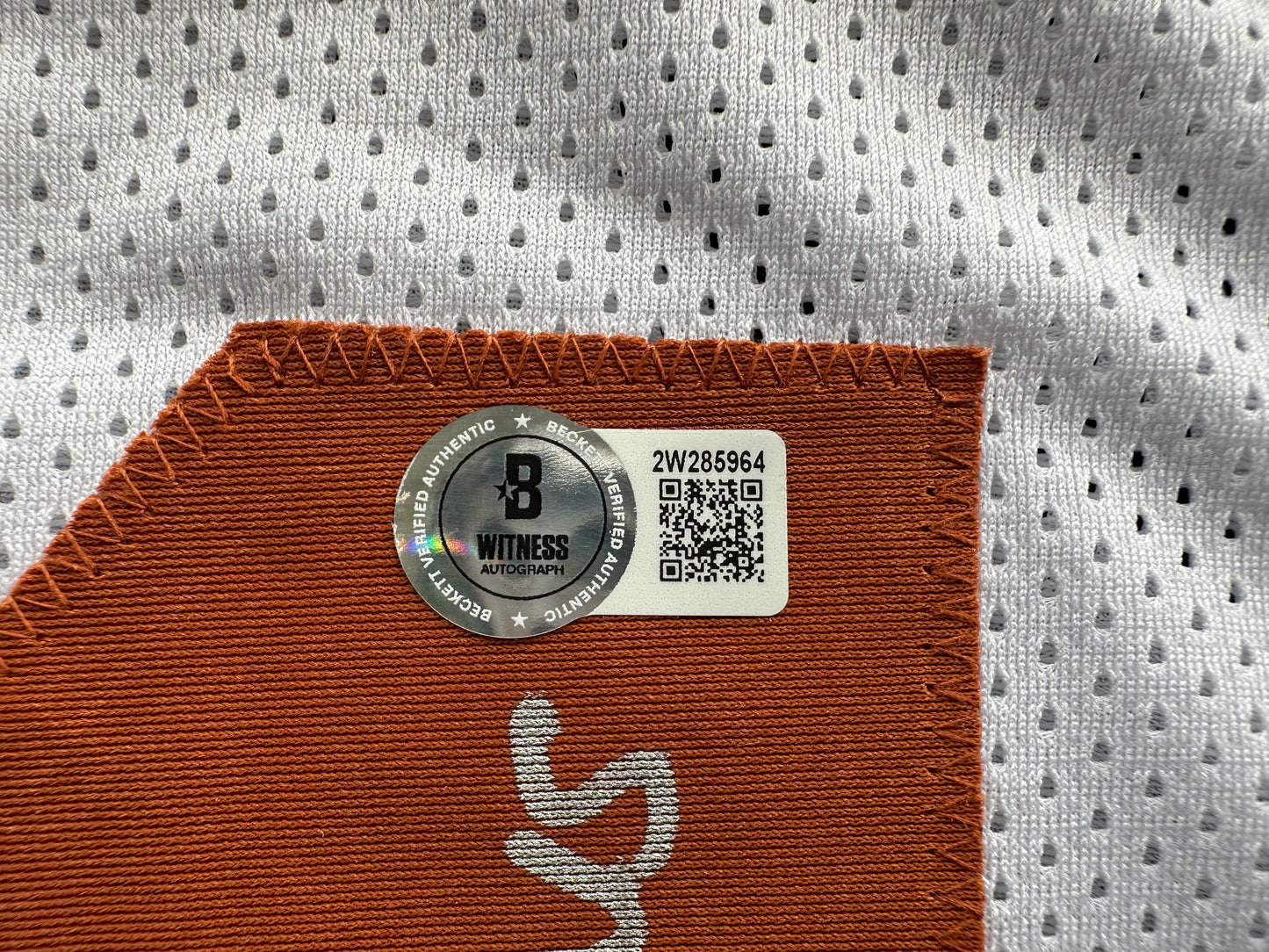 RAMONCE TAYLOR WHITE FOOTBALL JERSEY Longhorns w/ "05 BCS National Champ" BAS