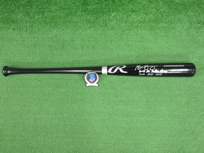 MICHAEL YOUNG TEXAS RANGERS SIGNED BLACK RAWLINGS BASEBALL BAT w/INSCs ...