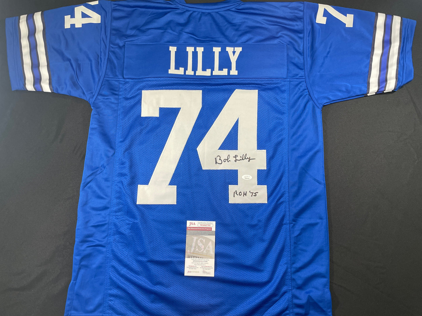 BOB LILLY DALLAS COWBOYS SIGNED Throwback JERSEY w/ROH75 JSA COA