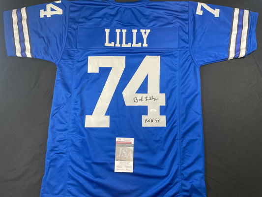 BOB LILLY DALLAS COWBOYS SIGNED Throwback JERSEY w/ROH75 JSA COA