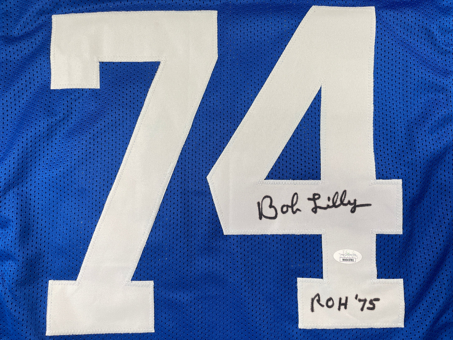 BOB LILLY DALLAS COWBOYS SIGNED Throwback JERSEY w/ROH75 JSA COA