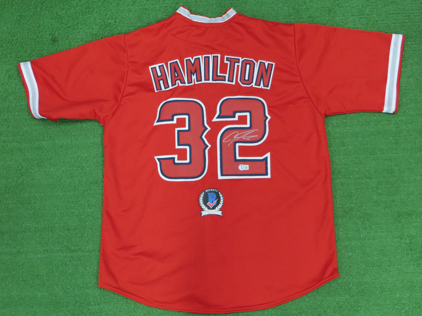 JOSH HAMILTON LOS ANGELES ANGELS SIGNED JERSEY size XL BAS COA