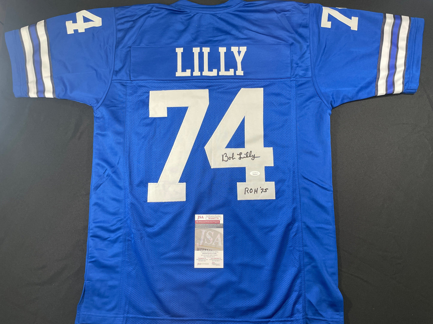 BOB LILLY DALLAS COWBOYS SIGNED Throwback JERSEY w/ROH75 JSA COA