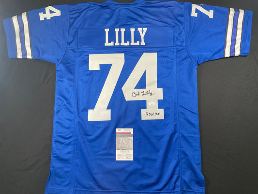 BOB LILLY DALLAS COWBOYS SIGNED Throwback JERSEY w/ROH75 JSA COA