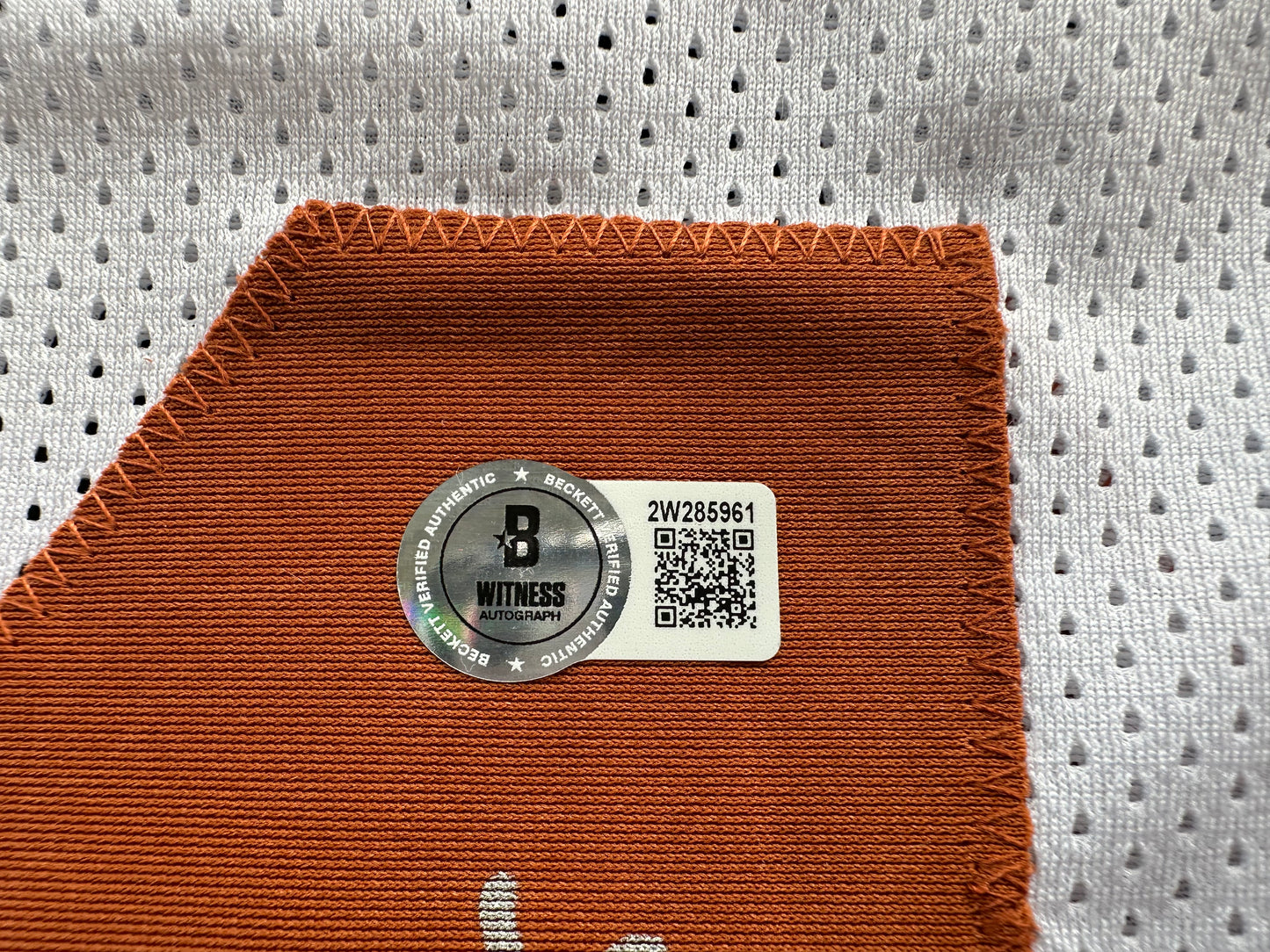 RAMONCE TAYLOR WHITE FOOTBALL JERSEY Longhorns w/ "05 BCS National Champ" BAS