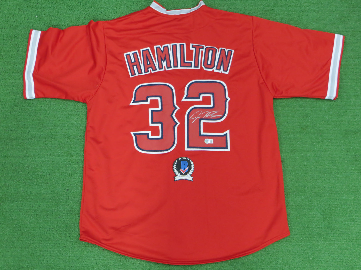 JOSH HAMILTON LOS ANGELES ANGELS SIGNED JERSEY size XL BAS COA