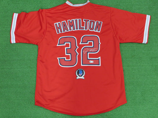 JOSH HAMILTON LOS ANGELES ANGELS SIGNED JERSEY size XL BAS COA