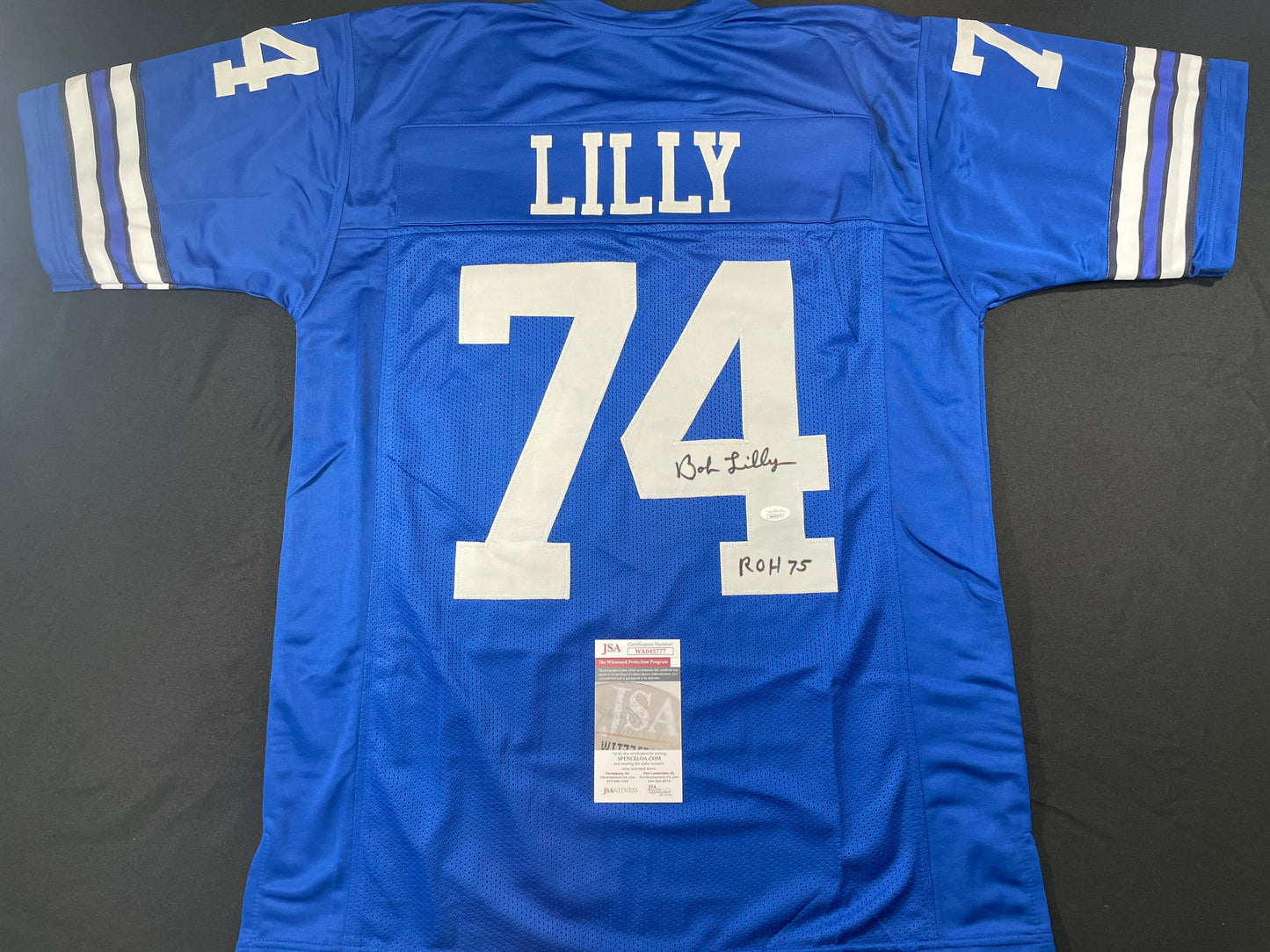 BOB LILLY DALLAS COWBOYS SIGNED Throwback JERSEY w/ROH75 JSA COA