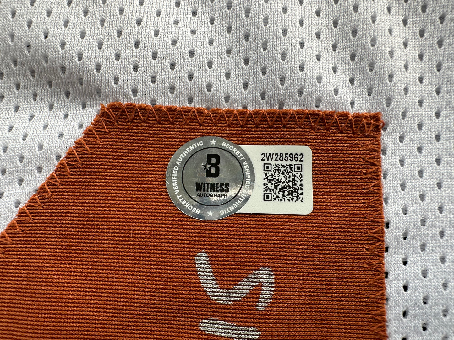 RAMONCE TAYLOR WHITE FOOTBALL JERSEY Longhorns w/ "05 BCS National Champ" BAS