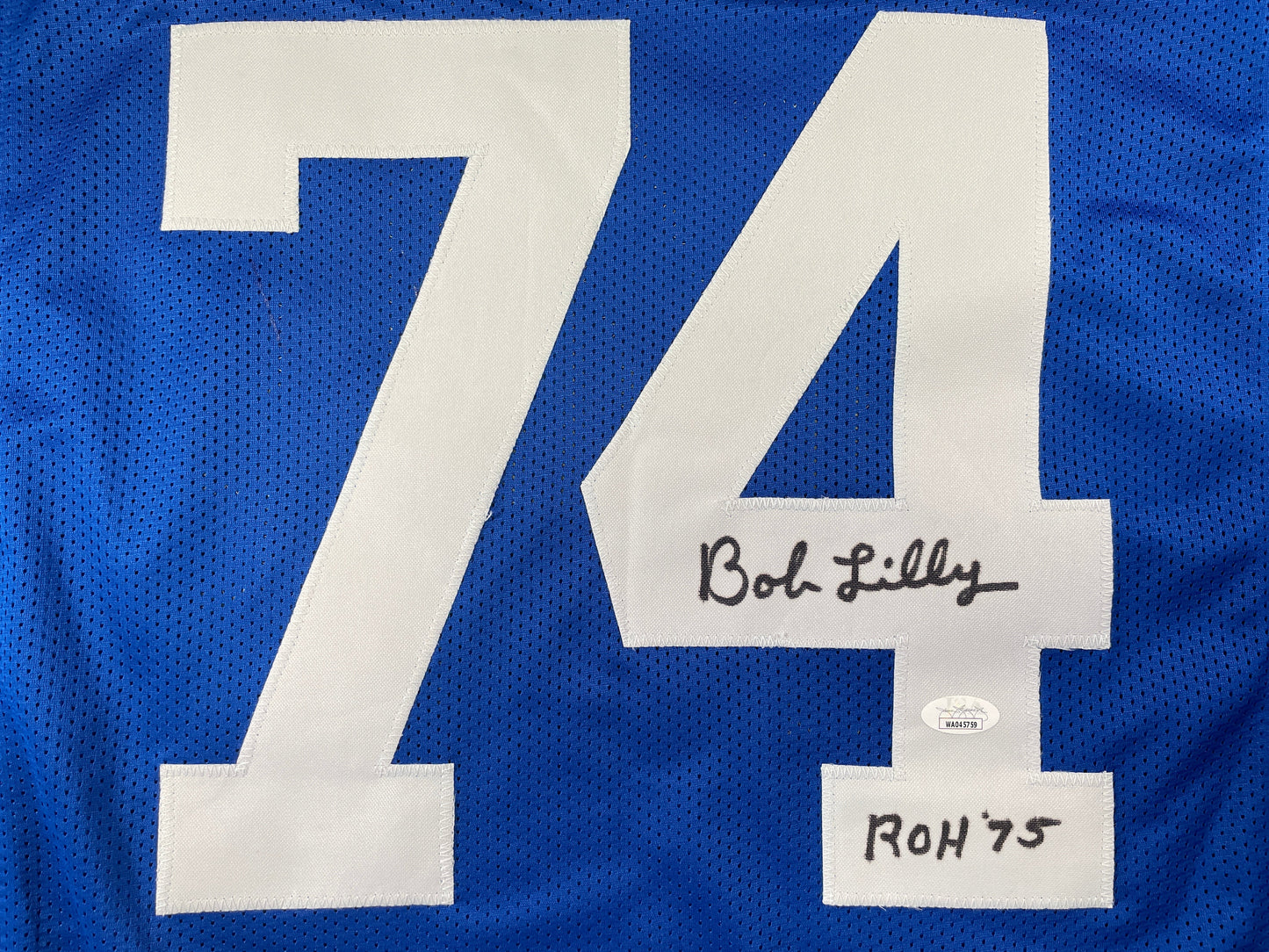 BOB LILLY DALLAS COWBOYS SIGNED Throwback JERSEY w/ROH75 JSA COA