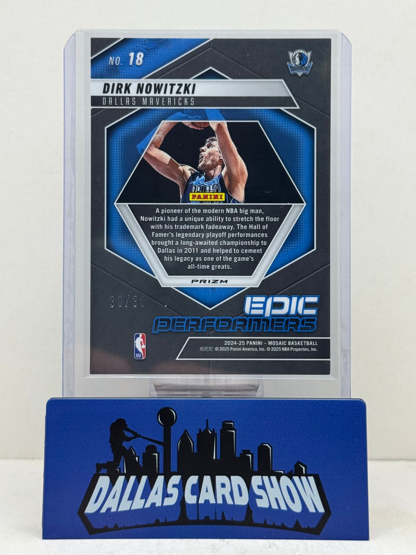 2024-25 Panini Mosaic #18 Dirk Nowitzki White Epic Performers /30