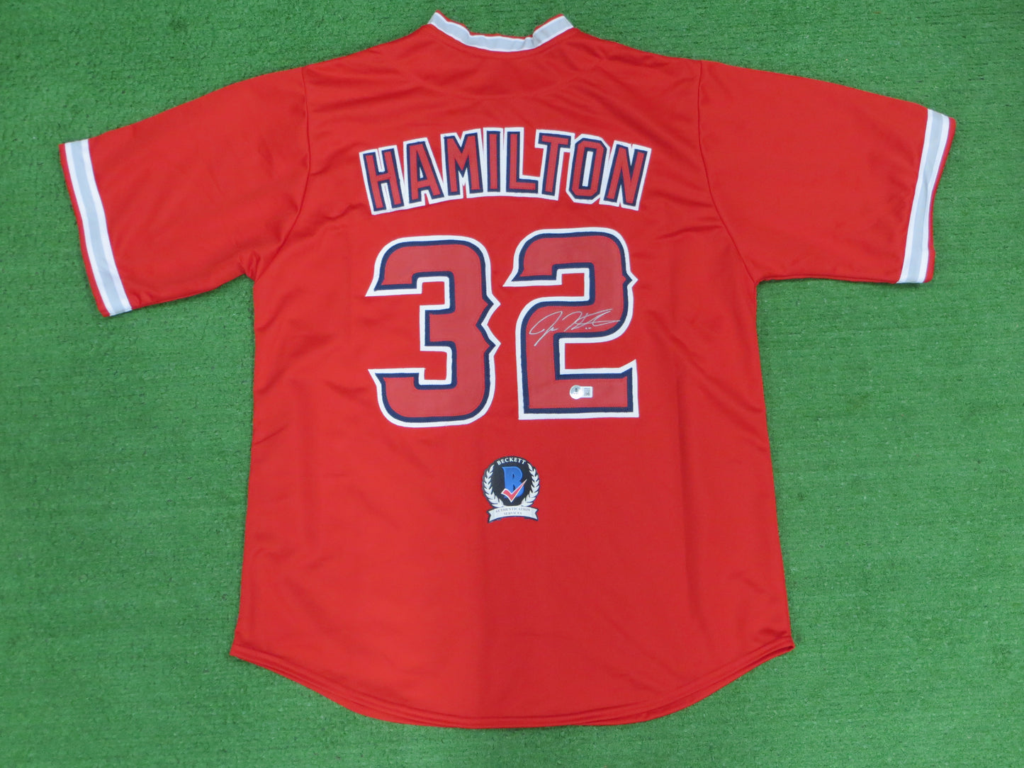 JOSH HAMILTON LOS ANGELES ANGELS SIGNED JERSEY size XL BAS COA