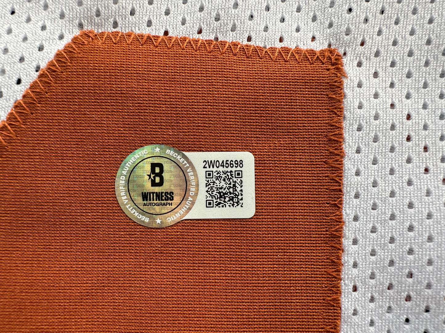 RAMONCE TAYLOR WHITE FOOTBALL JERSEY Longhorns w/ "05 BCS National Champ" BAS