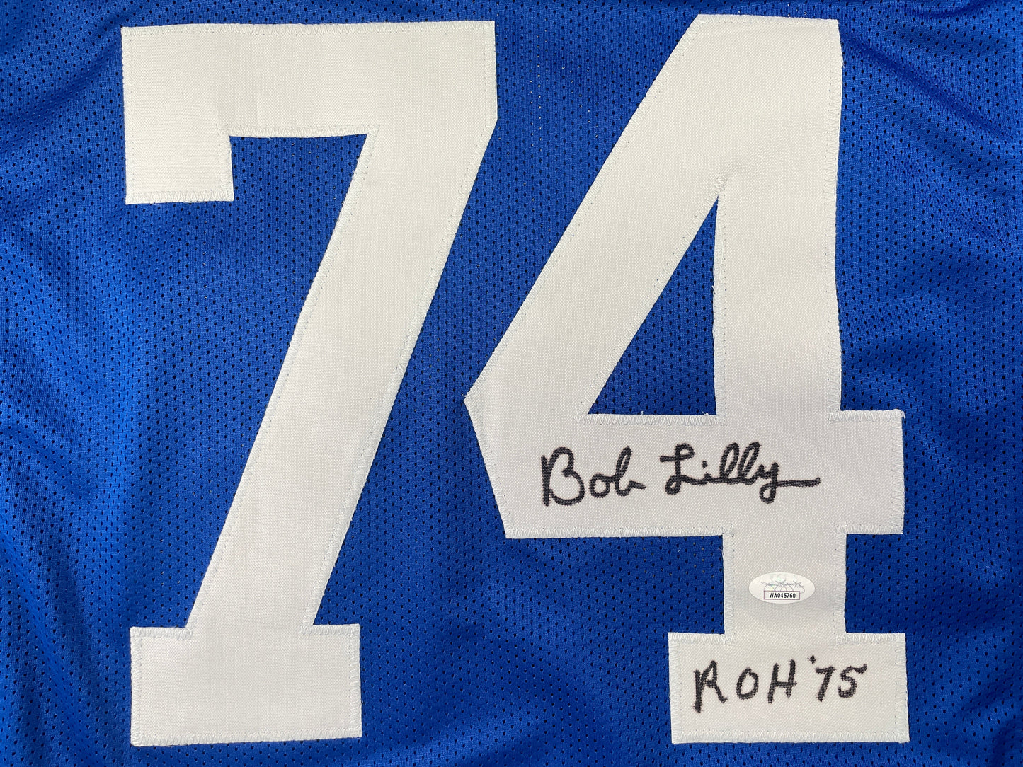 BOB LILLY DALLAS COWBOYS SIGNED Throwback JERSEY w/ROH75 JSA COA