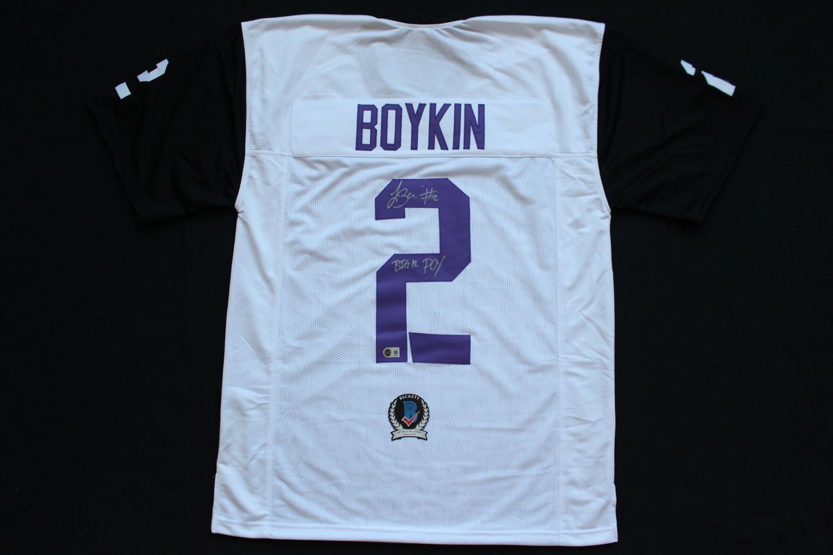 TREVONE BOYKIN TCU HORNED FROGS SIGNED WHITE JERSEY wBIG12POY BAS
