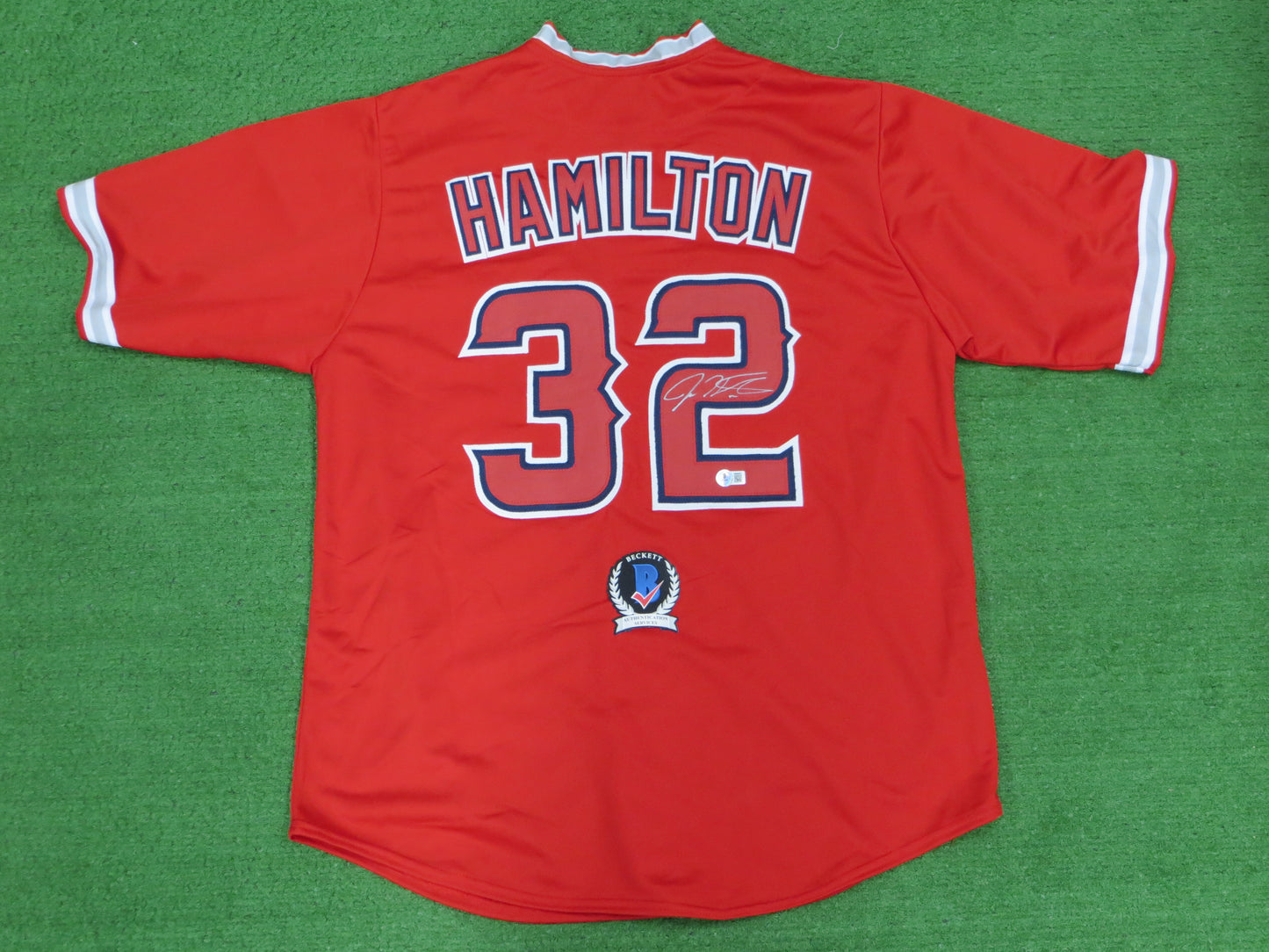 JOSH HAMILTON LOS ANGELES ANGELS SIGNED JERSEY size XL BAS COA