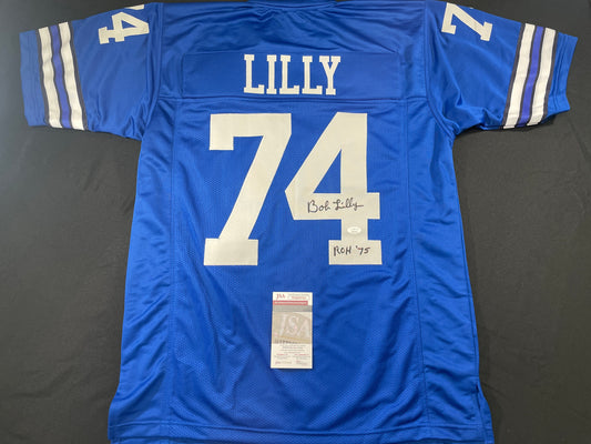 BOB LILLY DALLAS COWBOYS SIGNED Throwback JERSEY w/ROH75 JSA COA