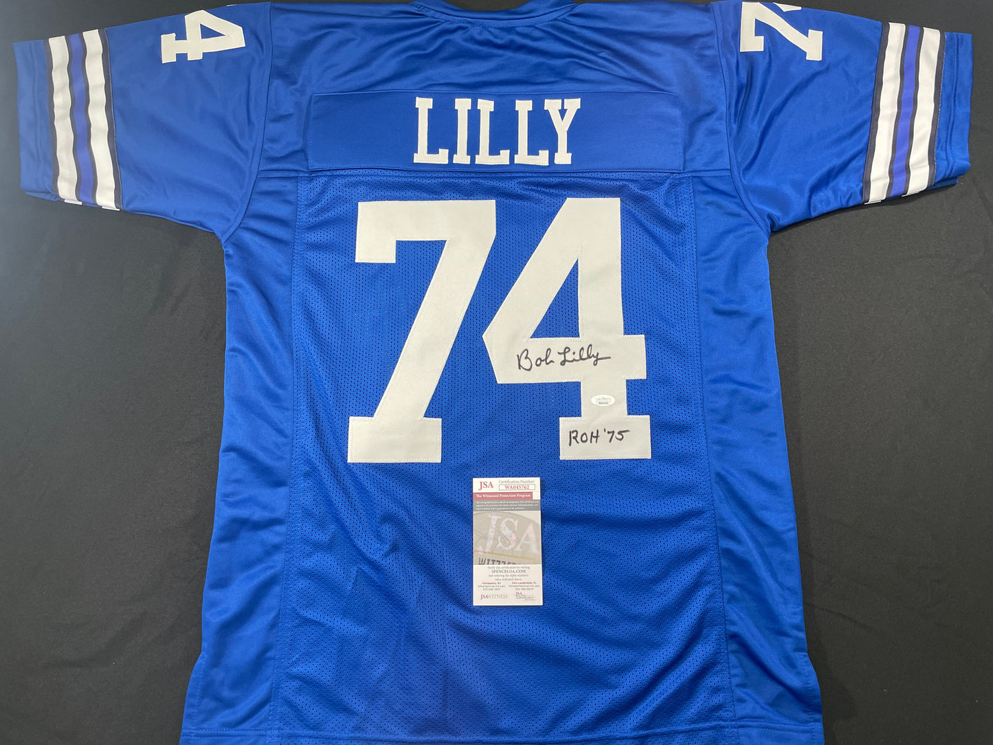 BOB LILLY DALLAS COWBOYS SIGNED Throwback JERSEY w/ROH75 JSA COA