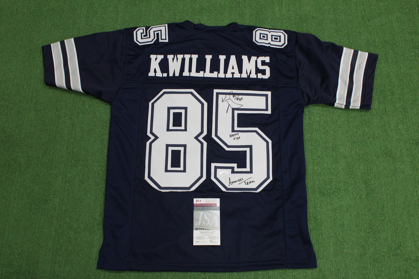 KEVIN WILLIAMS DALLAS COWBOYS SIGNED Blue JERSEY Hurricanes w/INSCs M JSA