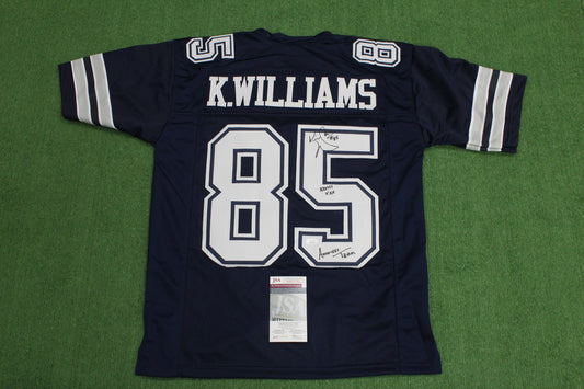 KEVIN WILLIAMS DALLAS COWBOYS SIGNED Blue JERSEY Hurricanes w/INSCs M JSA
