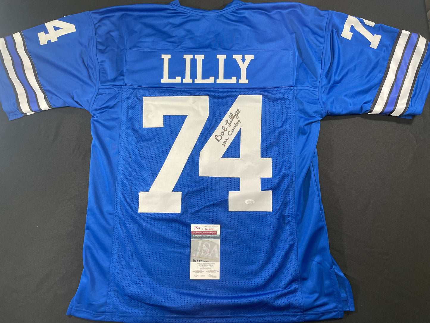BOB LILLY DALLAS COWBOYS SIGNED Throwback JERSEY w/MrCowboy JSA COA
