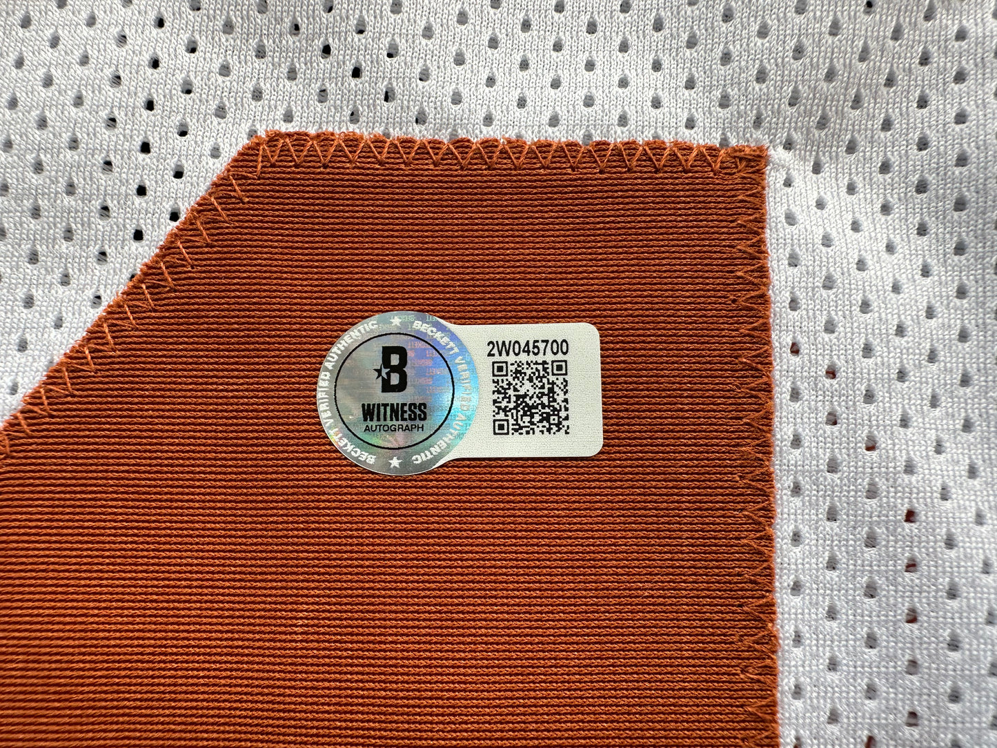 RAMONCE TAYLOR WHITE FOOTBALL JERSEY Longhorns w/ "05 BCS National Champ" BAS