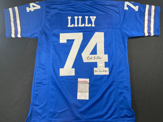 BOB LILLY DALLAS COWBOYS SIGNED Throwback JERSEY w/MrCowboy JSA COA