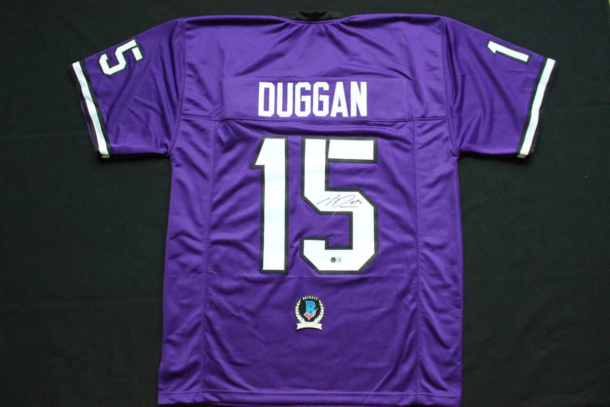 MAX DUGGAN TCU HORNED FROGS SIGNED Purple JERSEY BAS