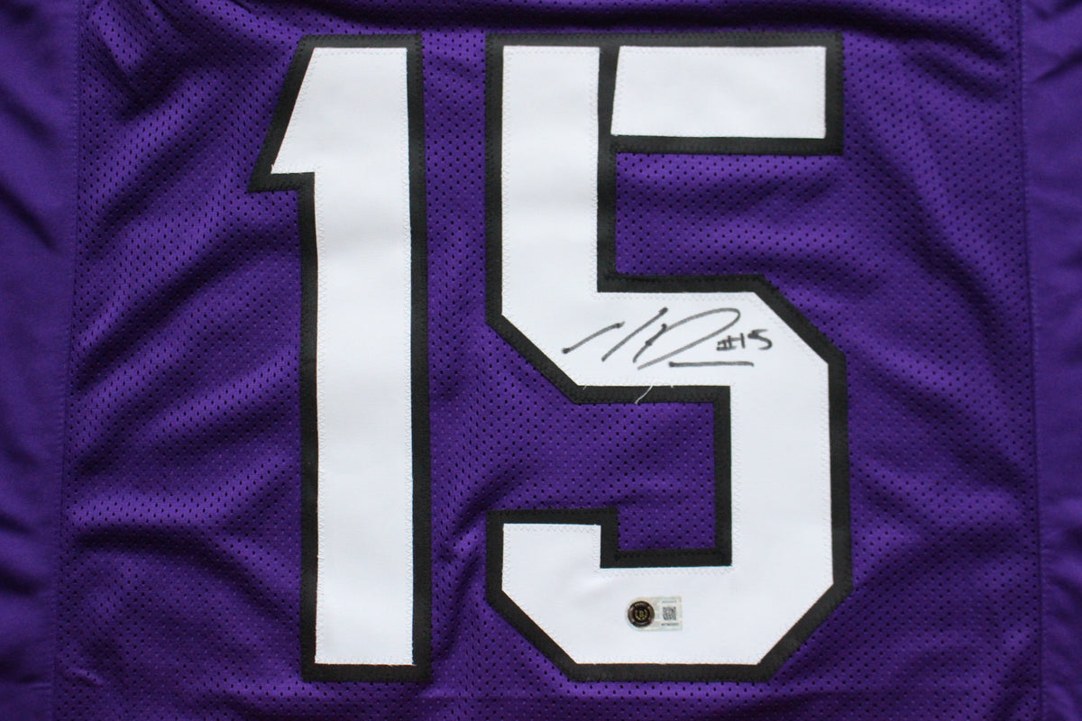 MAX DUGGAN TCU HORNED FROGS SIGNED Purple JERSEY BAS