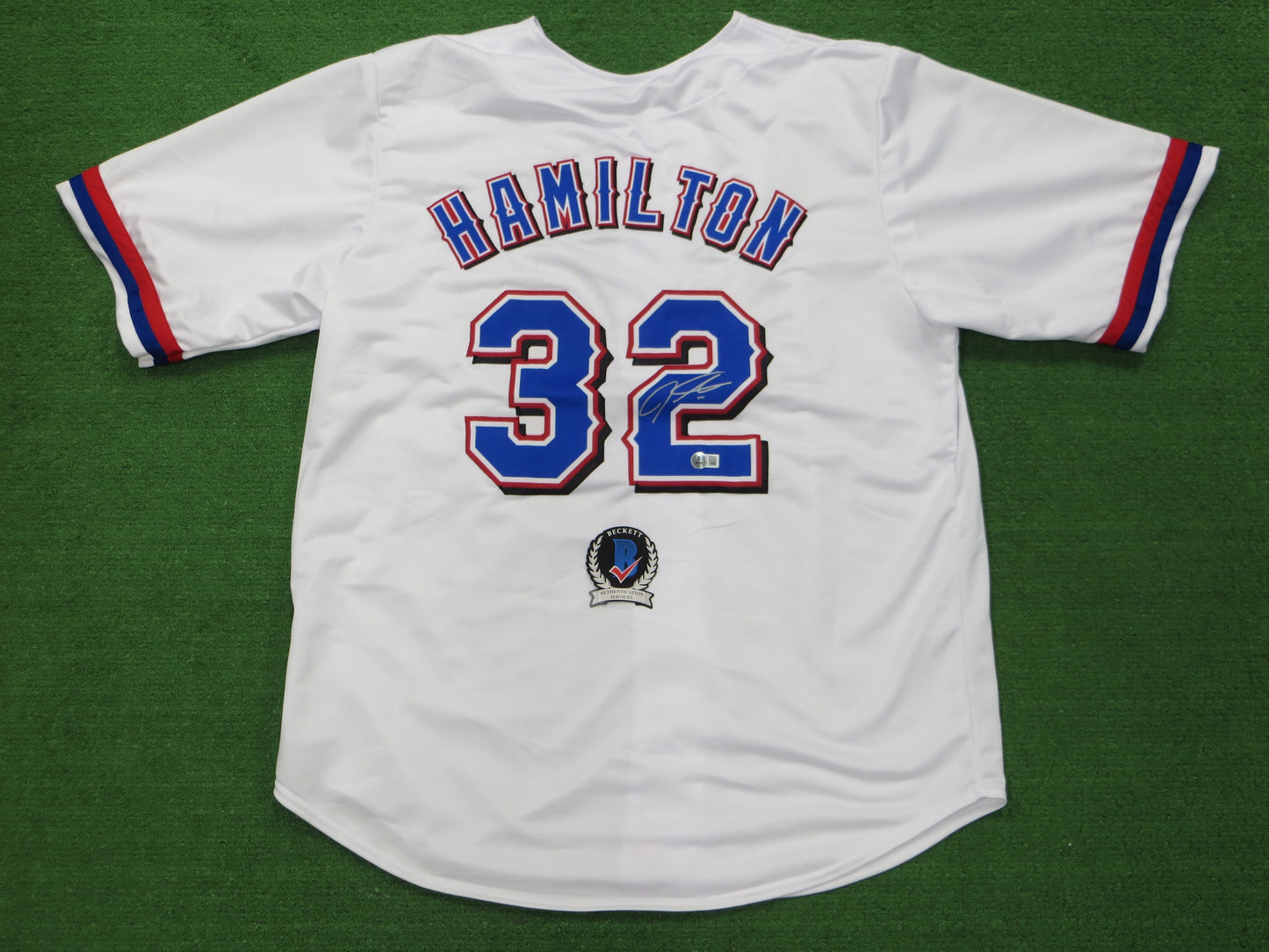 JOSH HAMILTON TEXAS RANGERS SIGNED WHITE JERSEY size 2XL BAS COA
