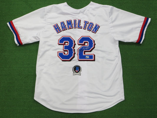 JOSH HAMILTON TEXAS RANGERS SIGNED WHITE JERSEY size 2XL BAS COA