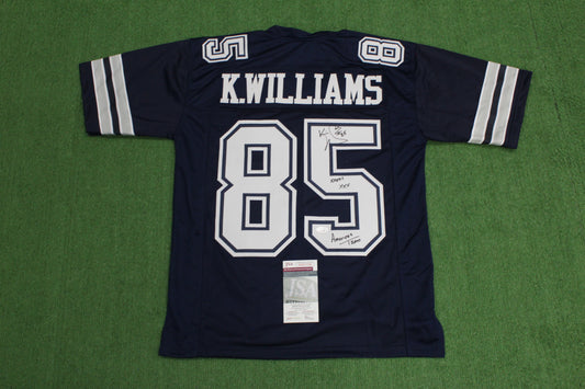 KEVIN WILLIAMS DALLAS COWBOYS SIGNED Blue JERSEY Hurricanes w/INSCs M JSA