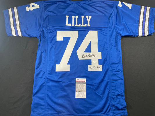 BOB LILLY DALLAS COWBOYS SIGNED Throwback JERSEY w/MrCowboy JSA COA