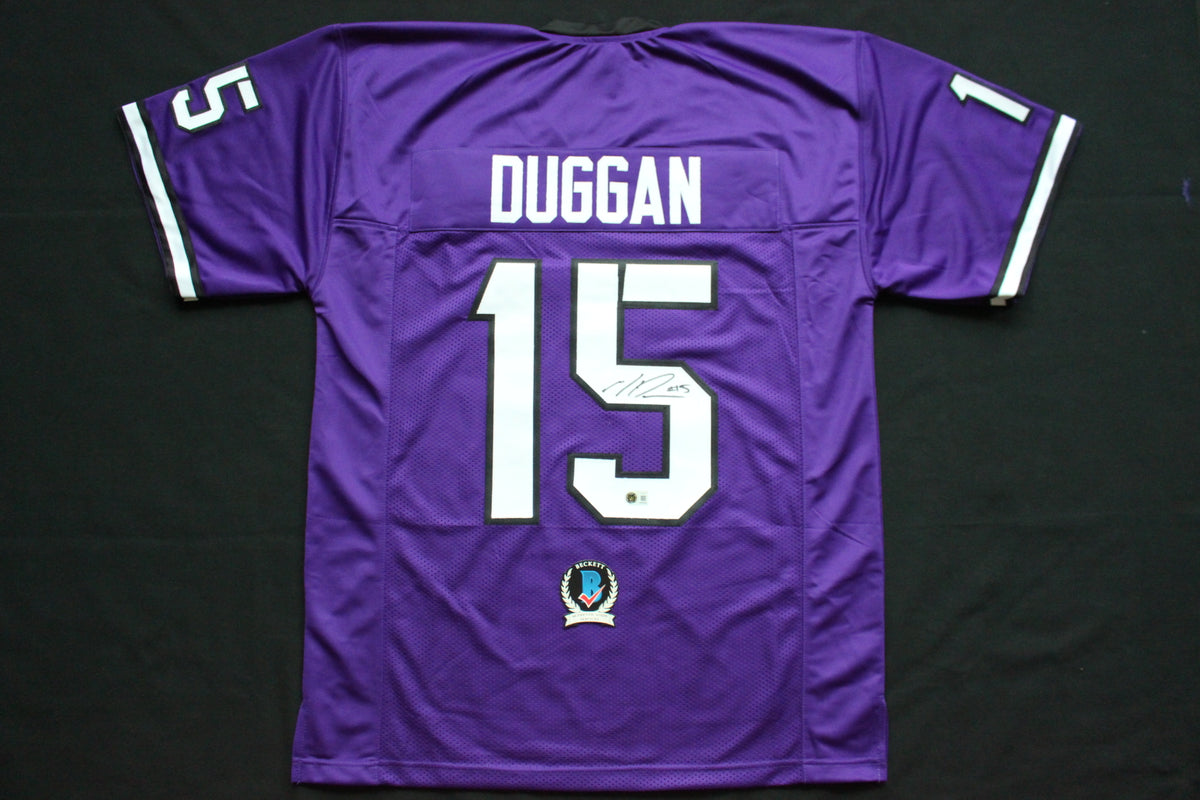 MAX DUGGAN TCU HORNED FROGS SIGNED Purple JERSEY BAS