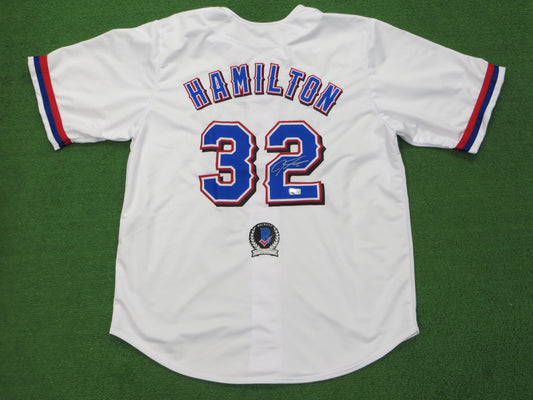 JOSH HAMILTON TEXAS RANGERS SIGNED WHITE JERSEY size 2XL BAS COA