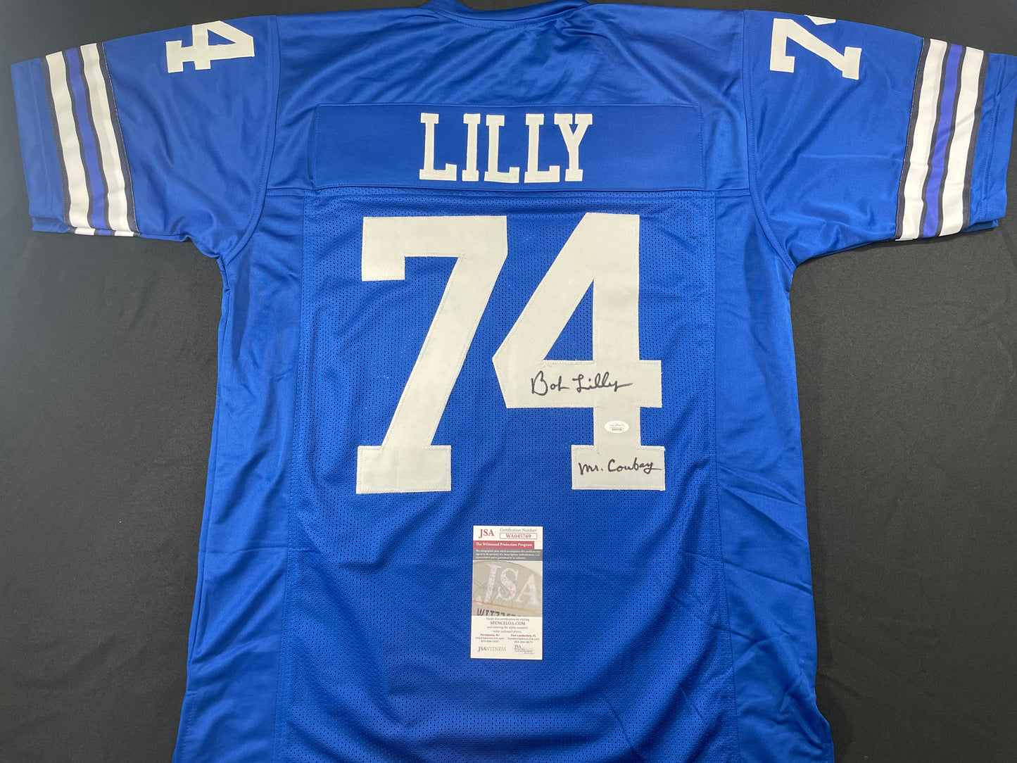 BOB LILLY DALLAS COWBOYS SIGNED Throwback JERSEY w/MrCowboy JSA COA