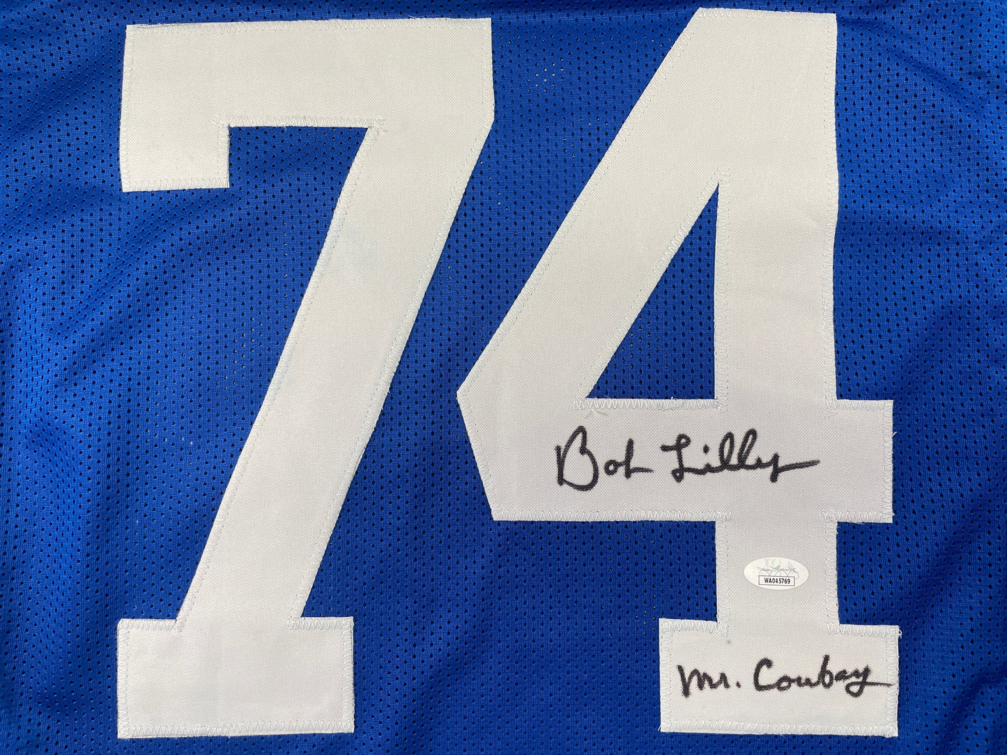 BOB LILLY DALLAS COWBOYS SIGNED Throwback JERSEY w/MrCowboy JSA COA