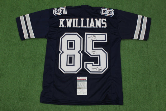 KEVIN WILLIAMS DALLAS COWBOYS SIGNED Blue JERSEY Hurricanes w/INSCs M JSA
