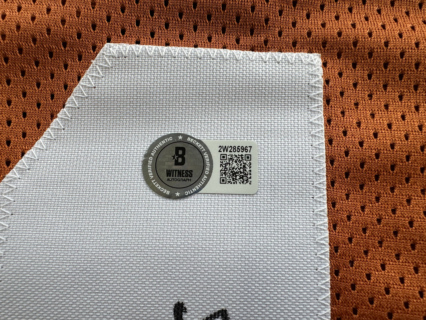 RAMONCE TAYLOR ORANGE FOOTBALL JERSEY Longhorns w/ "05 BCS National Champs" BAS