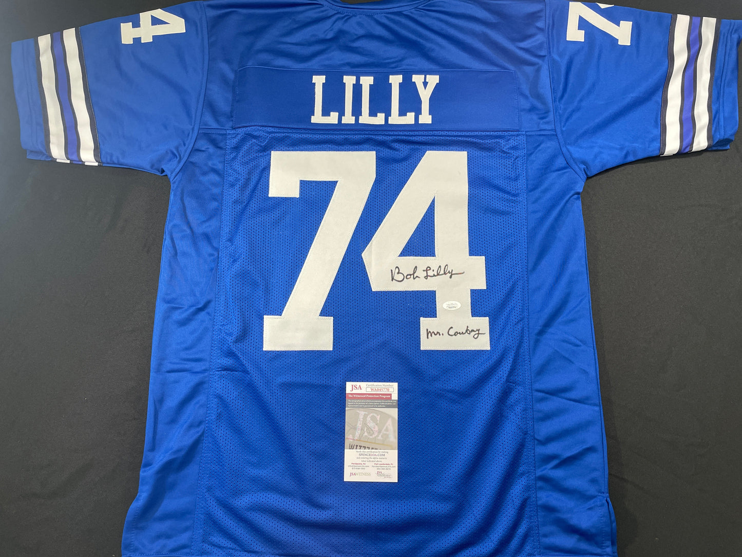 BOB LILLY DALLAS COWBOYS SIGNED Throwback JERSEY w/MrCowboy JSA COA