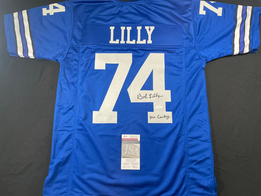 BOB LILLY DALLAS COWBOYS SIGNED Throwback JERSEY w/MrCowboy JSA COA