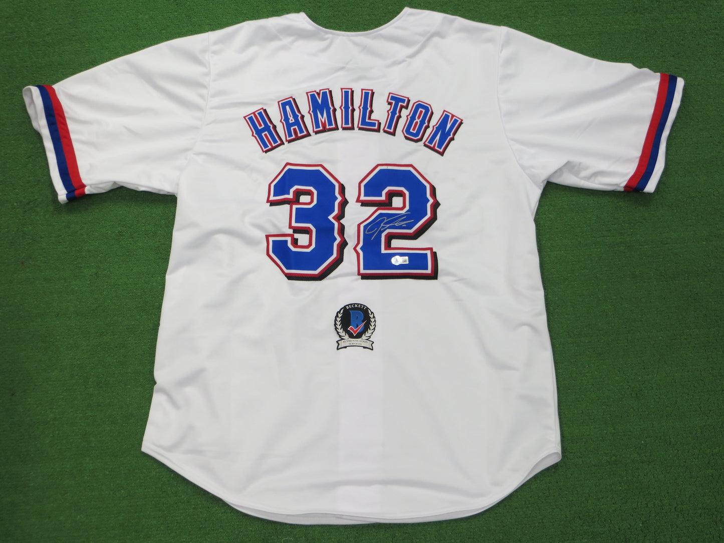 JOSH HAMILTON TEXAS RANGERS SIGNED WHITE JERSEY size 2XL BAS COA